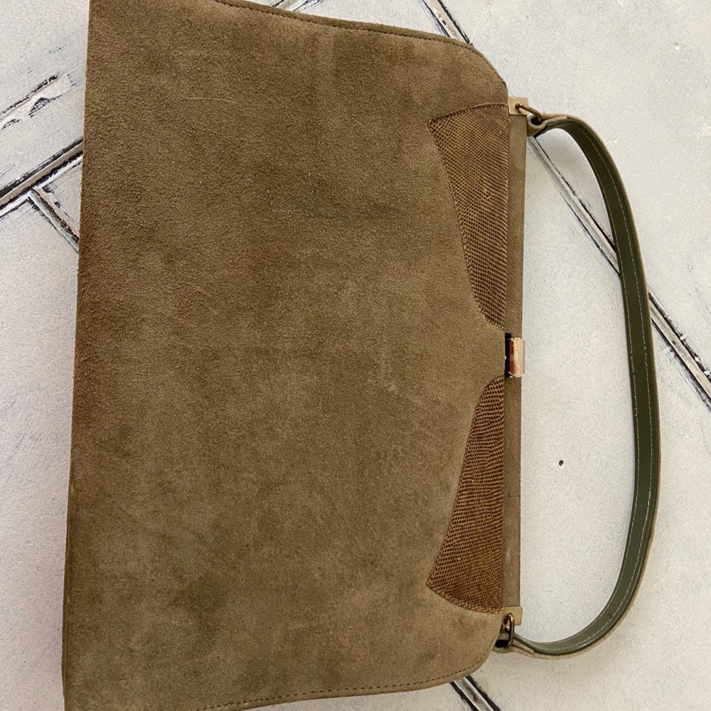 Vintage Green Suede & Alligator Women's Bag